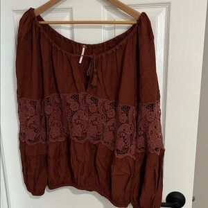 Free People Rust Bohemian Top